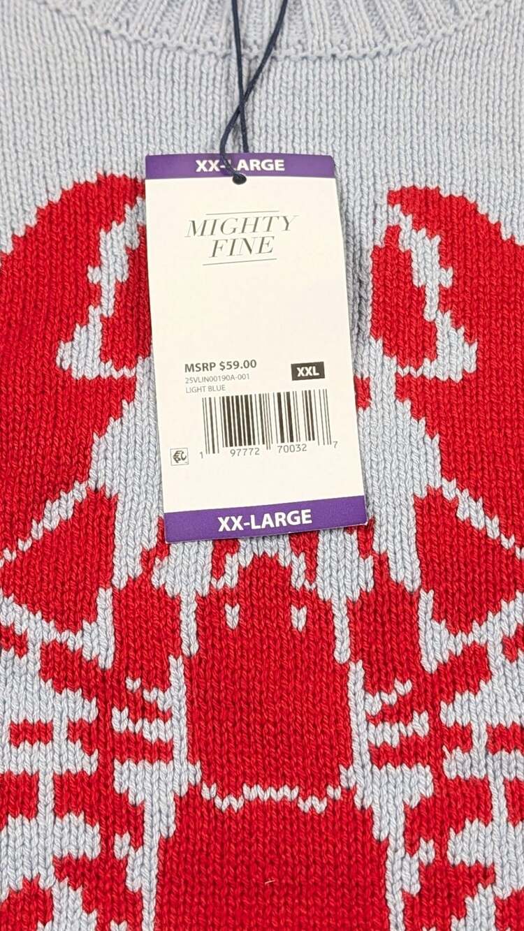 Mighty Fine Women's Blue Lobster Graphic Knit Crewneck Sweater XXL - Picture 6 of 10